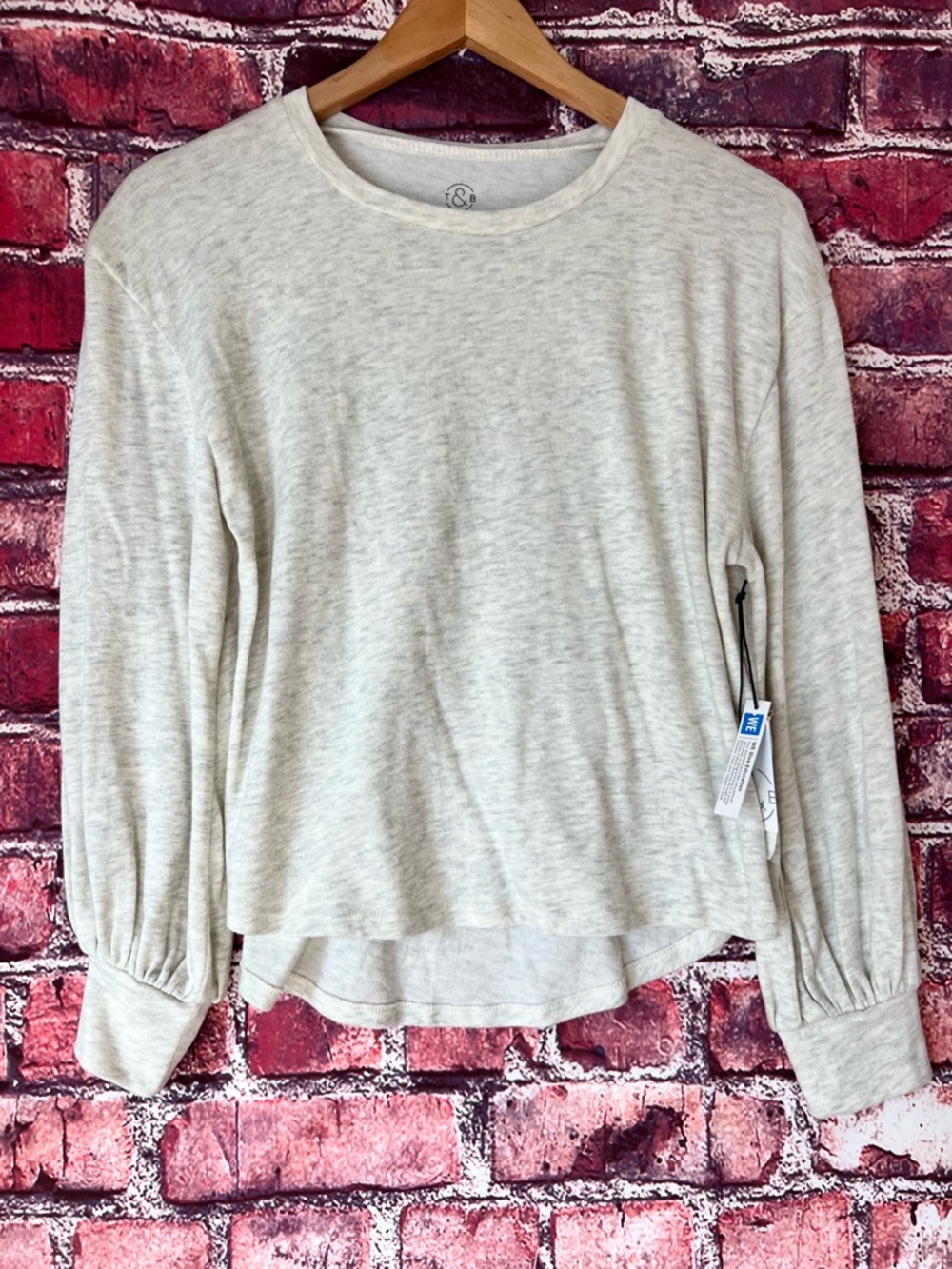 Treasure & Bond Heather Light Gray Long-Sleeve Pullover